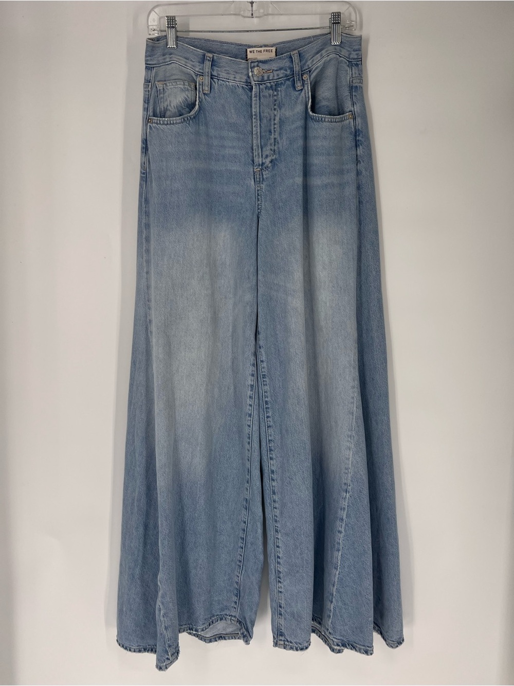 We The Free Westward Demi Light Blue Wash Wide-Leg Flare Swing Denim Jeans 28